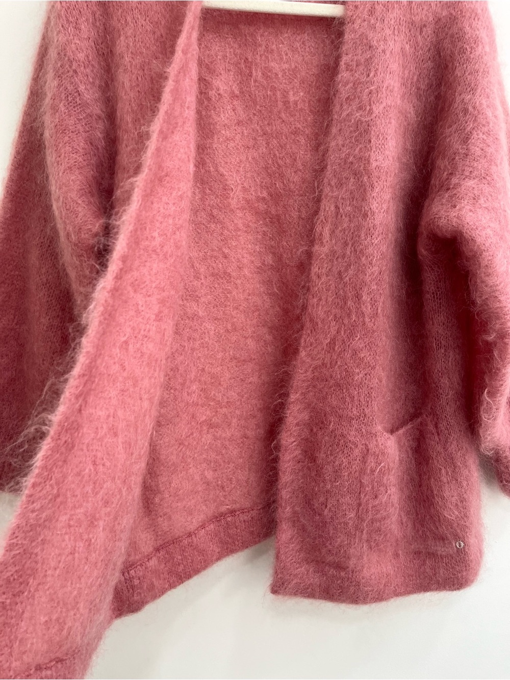 Anthropologie Ottod'ame Mohair Cardigan Sweater Pink Open Front Balloon Sleeves - Picture 3 of 9